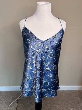 Club Monaco Blue Floral Satin Cami Slip